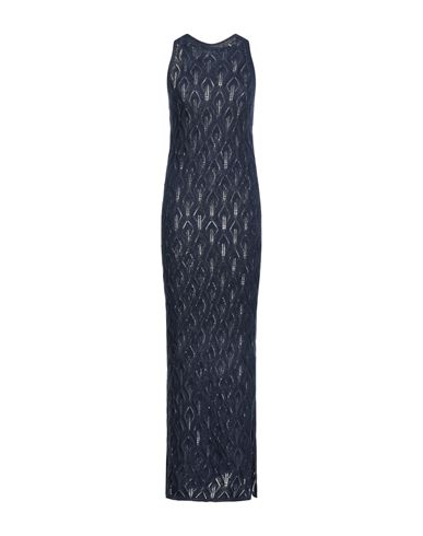 Daniele Fiesoli Woman Maxi Dress Navy Blue Size 3 Linen, Organic Cotton