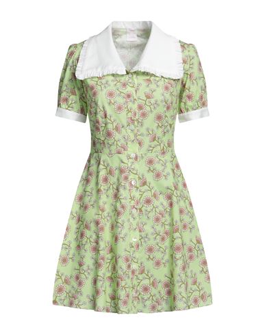 Loretta Caponi Woman Mini Dress Light Green Size L Cotton, Elastane