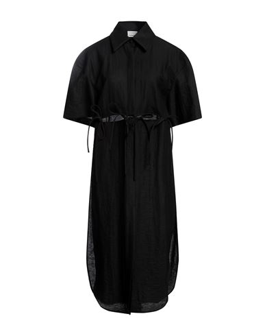 Yuzefi Woman Midi Dress Black Size S Cotton, Linen, Polyamide