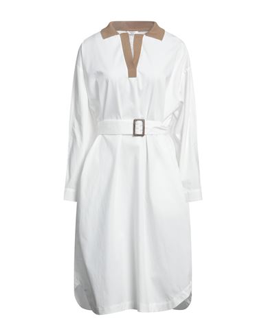 Peserico Woman Midi Dress Ivory Size 14 Cotton, Polyester, Elastane In White