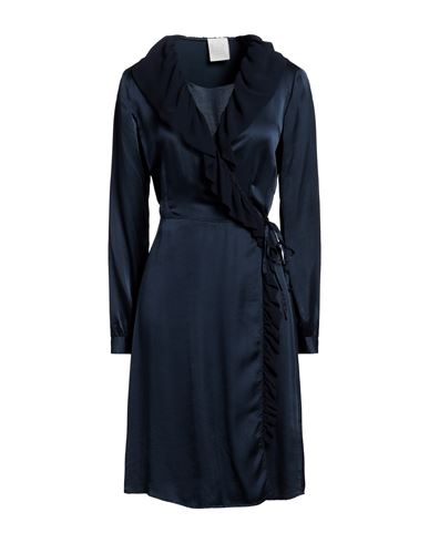 120% Lino Woman Mini Dress Navy Blue Size 6 Viscose, Silk