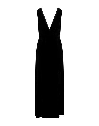 120% Lino Woman Maxi Dress Black Size 6 Linen, Cotton