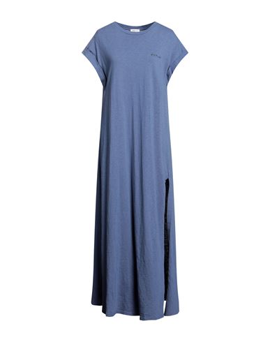 Replay Woman Long Dress Slate Blue Size Xl Cotton