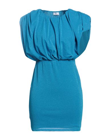 Berna Woman Mini Dress Azure Size Onesize Cotton, Polyester, Polyamide, Metallic Fiber, Elastane In Blue