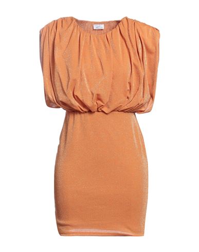 Berna Woman Mini Dress Orange Size Onesize Cotton, Polyester, Polyamide, Metallic Fiber, Elastane