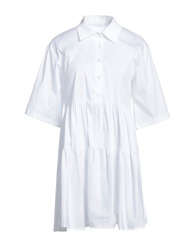 Berna Woman Mini Dress White Size M Cotton, Elastane