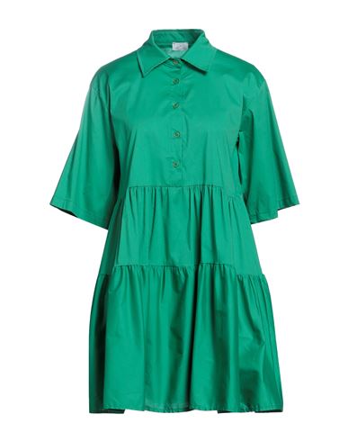 Berna Woman Mini Dress Green Size M Cotton, Elastane