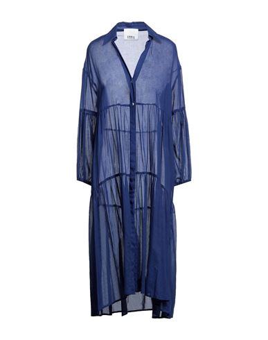 Erika Cavallini Woman Long Dress Blue Size 8 Cotton