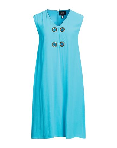 Cavalli Class Woman Short Dress Azure Size 4 Viscose In Blue