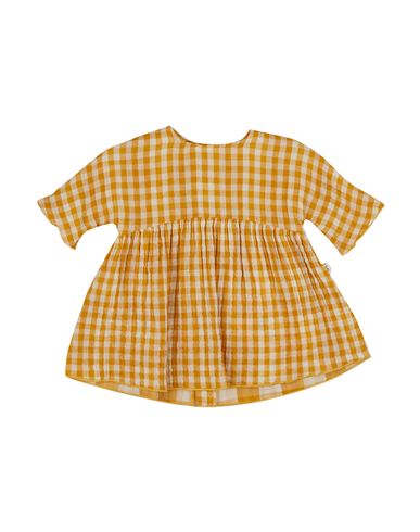 Teddy & Minou Newborn Girl Baby Dress Ocher Size 3 Cotton In Yellow