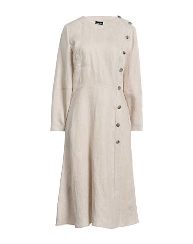Giorgio Armani Woman Midi Dress Beige Size 8 Linen, Ramie, Silk