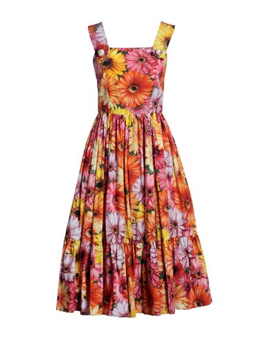 Dolce & Gabbana Woman Midi Dress Orange Size 8 Cotton