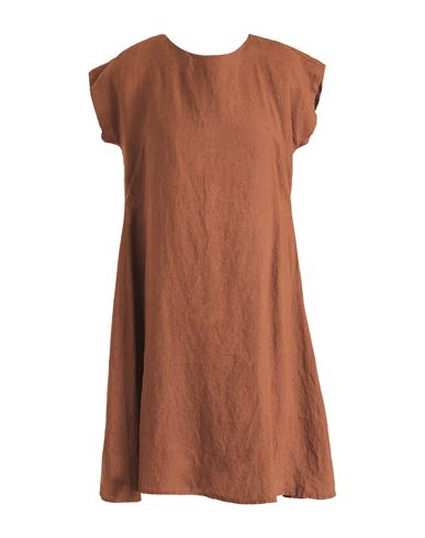 Rossopuro Woman Midi Dress Brown Size M Linen