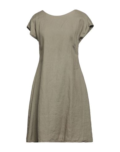 Rossopuro Woman Short Dress Sage Green Size S Linen