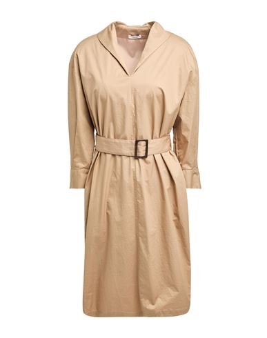 Peserico Woman Midi Dress Beige Size 16 Cotton, Elastane In Beige