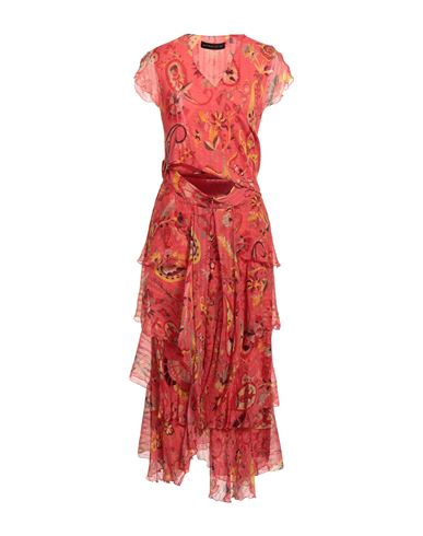 Etro Woman Long Dress Coral Size 2 Silk In Red