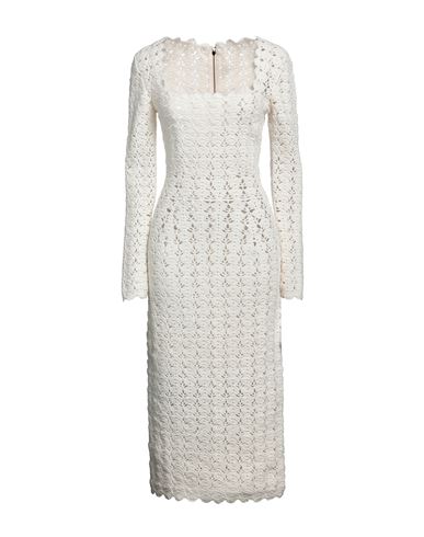 Dolce & Gabbana Woman Midi Dress Ivory Size 8 Virgin Wool, Cashmere In White