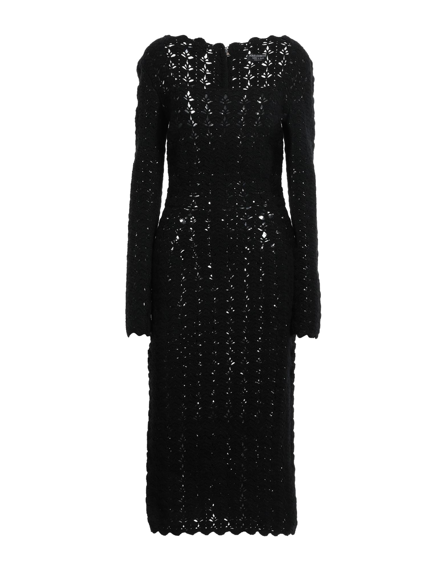 《セール開催中》DOLCE & GABBANA レディース ミディ丈ワンピース ブラック 36 バージンウール 70% / カシミヤ 30%