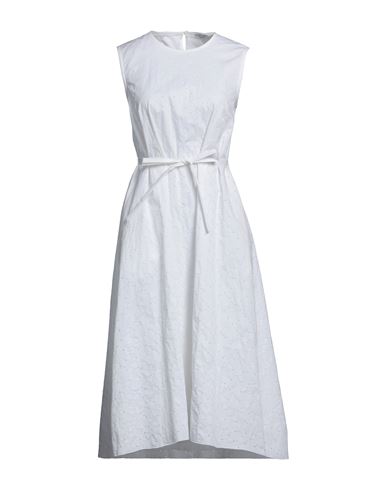 Peserico Woman Midi Dress White Size 6 Cotton, Elastane In White