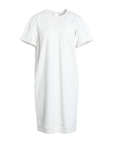Brunello Cucinelli Woman Mini Dress Off White Size Xxs Cotton, Elastane, Brass