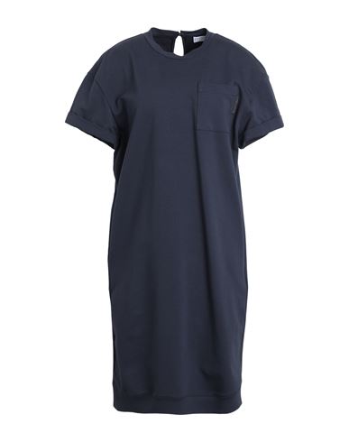 Brunello Cucinelli Woman Mini Dress Navy Blue Size S Cotton, Elastane, Brass