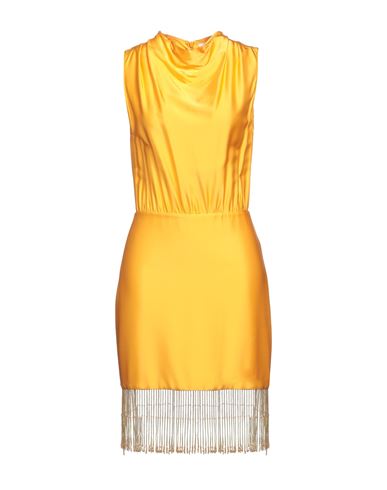 Patrizia Pepe Woman Mini Dress Ocher Size 8 Viscose, Elastane, Glass In Yellow