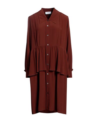 Aglini Woman Midi Dress Brown Size 4 Acetate, Silk