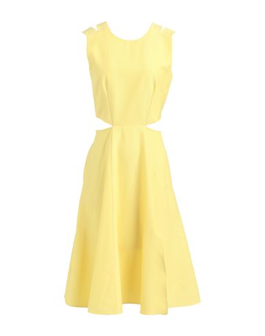 Closet Woman Midi Dress Yellow Size 12 Polyester, Cotton, Elastane