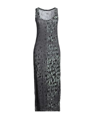 Majestic Filatures Woman Midi Dress Lead Size 1 Viscose, Linen, Elastane In Grey