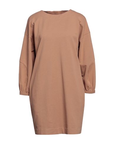 Anna Seravalli Woman Mini Dress Camel Size 4 Cotton, Elastane, Polyamide In Beige