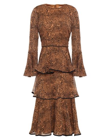 Mikael Aghal Woman Midi Dress Brown Size 12 Polyester