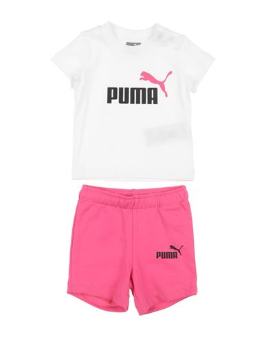 Puma Minicats Tee & Shorts Set Newborn Girl Baby Set White Size 3 Cotton, Polyester