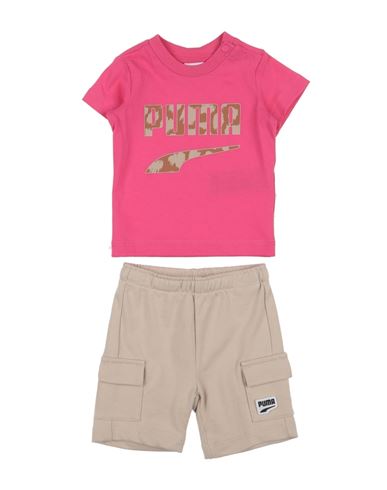 Puma Minicats Downtown Set Newborn Girl Baby Set Fuchsia Size 3 Cotton, Polyester In Pink