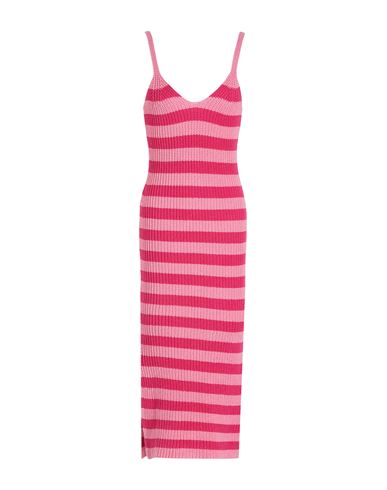 8 By Yoox Organic Cotton Striped Knit Midi Dress Woman Long Dress Pink Size Xxl Organic Cotton
