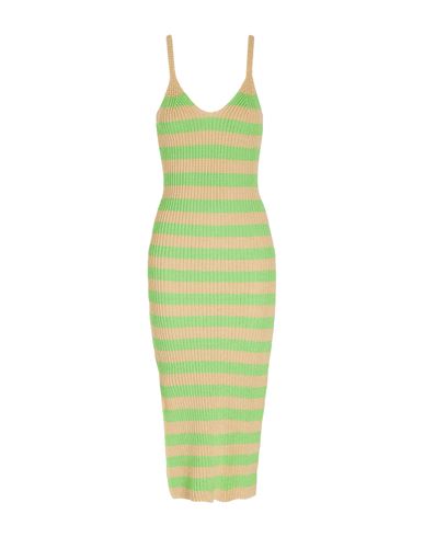 8 By Yoox Organic Cotton Striped Knit Midi Dress Woman Midi Dress Green Size Xxl Organic Cotton