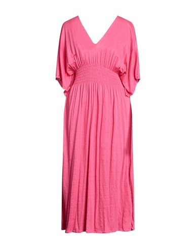 Majestic Filatures Woman Maxi Dress Fuchsia Size 1 Linen, Elastane In Pink