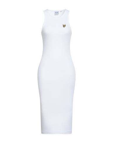 Lyle & Scott Woman Midi Dress White Size 8 Organic Cotton, Elastane