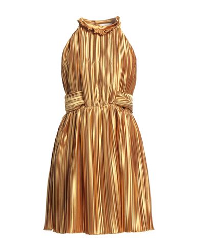 Kate By Laltramoda Woman Mini Dress Gold Size 4 Polyester, Elastane