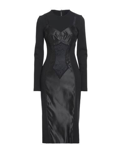 Dolce & Gabbana Woman Midi Dress Black Size 6 Viscose, Polyamide, Elastane, Silk