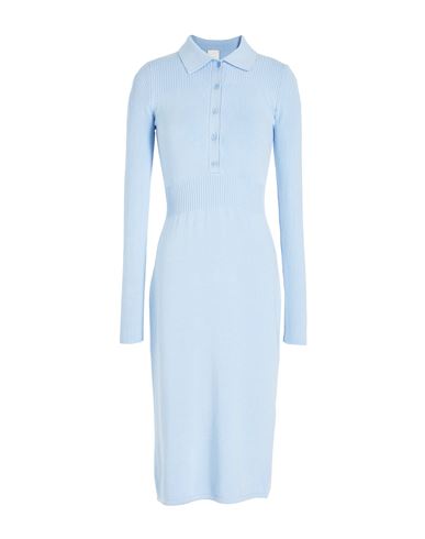 8 By Yoox Polo Neck Midi Dress Woman Midi Dress Light Blue Size Xxl Viscose, Recycled Polyester, Ela