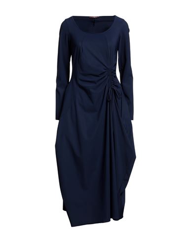 High Woman Midi Dress Navy Blue Size 4 Nylon, Elastane