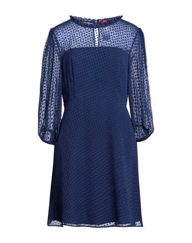 Max & Co . Woman Mini Dress Navy Blue Size 6 Silk, Viscose