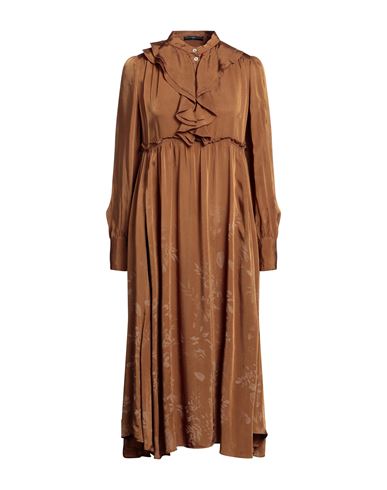 High Woman Midi Dress Camel Size 10 Rayon, Cupro In Beige