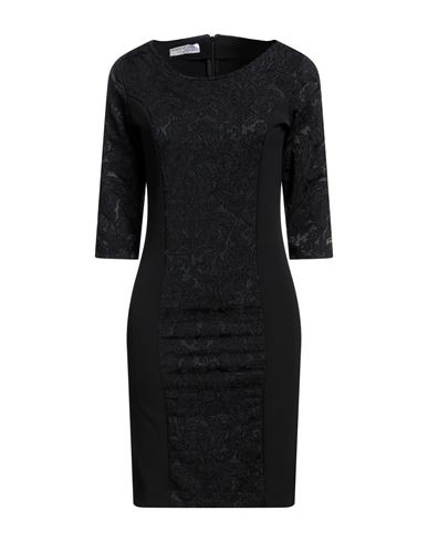Ean 13 Woman Mini Dress Black Size 10 Viscose, Metal, Elastane