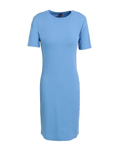 Pieces Woman Mini Dress Light Blue Size S Cotton, Elastane