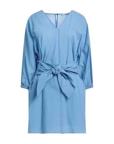 Simona Corsellini Woman Mini Dress Pastel Blue Size 10 Cotton, Polyamide