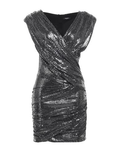 Shop Balmain Woman Mini Dress Silver Size 6 Polyamide, Metallic Fiber, Elastane