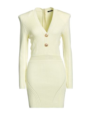 Balmain Woman Mini Dress Light Yellow Size 10 Viscose, Polyamide