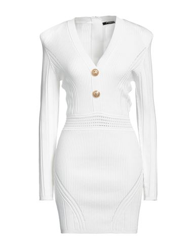 Balmain Woman Mini Dress White Size 10 Viscose, Polyamide