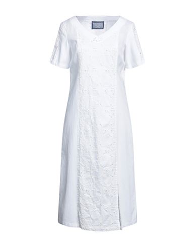 Elisa Cavaletti By Daniela Dallavalle Woman Midi Dress White Size 6 Polyester, Linen, Polyamide